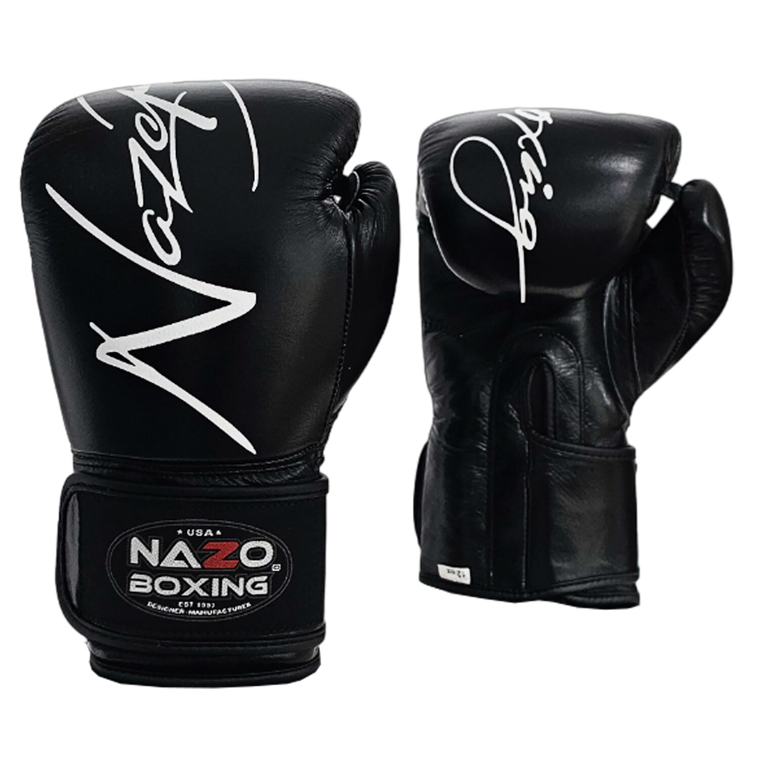 Leather Boxing Training Gloves Black & White by Nazo Boxing